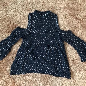 AEO Cold Shoulder, KeyHole Back, 3/4 Sleeve Blouse